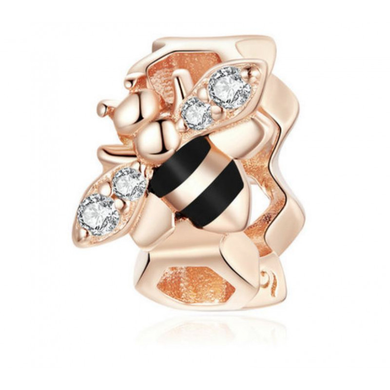 Charm pour bracelet collection doré rose fleur coeur