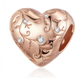 Charm pour bracelet collection doré rose fleur coeur
