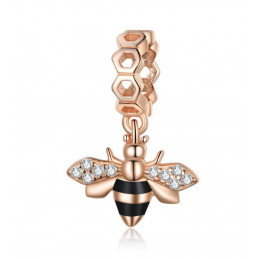 Charm pour bracelet collection doré rose fleur coeur