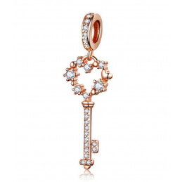 Charm pour bracelet collection doré rose fleur coeur