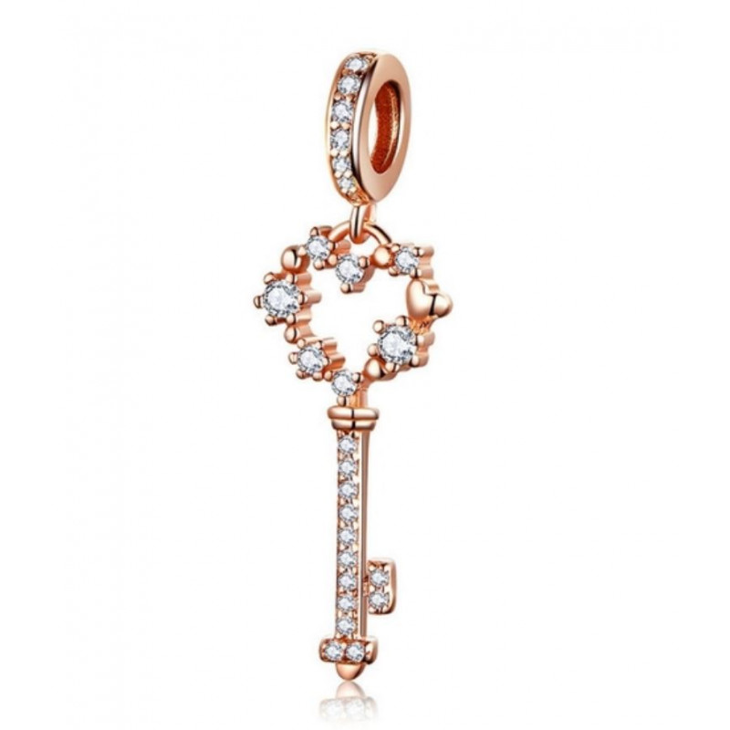Charm pour bracelet collection doré rose fleur coeur