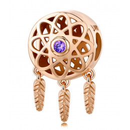 Charm pour bracelet collection doré rose fleur coeur