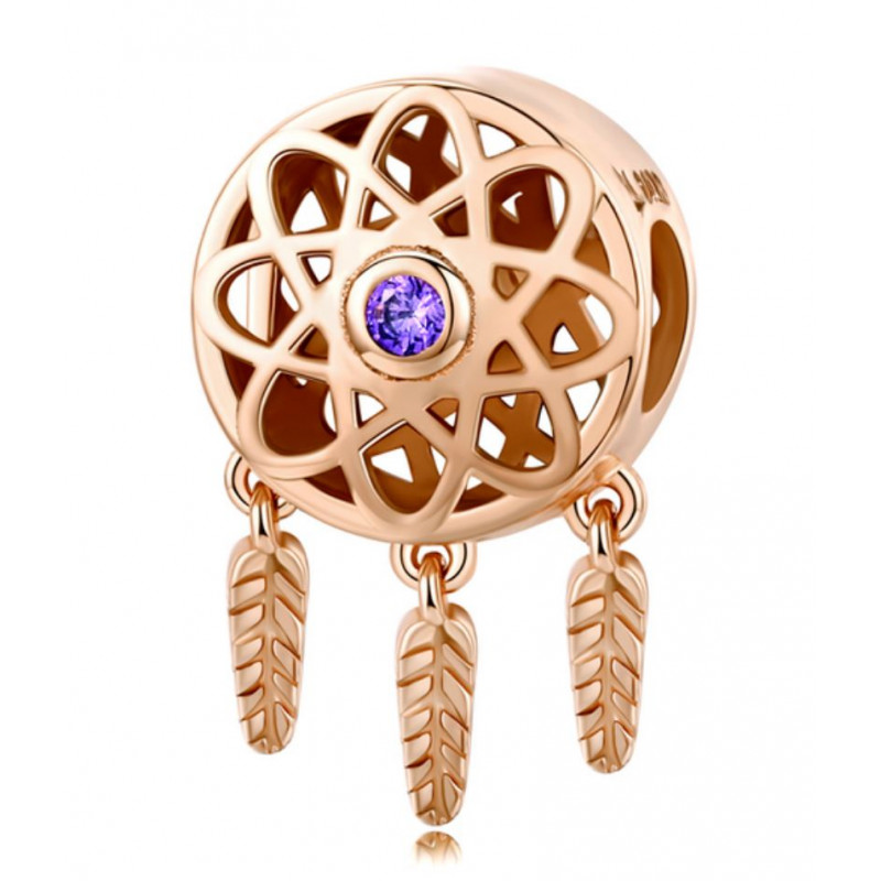Charm pour bracelet collection doré rose fleur coeur