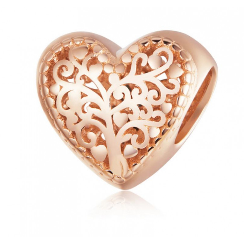 Charm pour bracelet collection doré rose fleur coeur