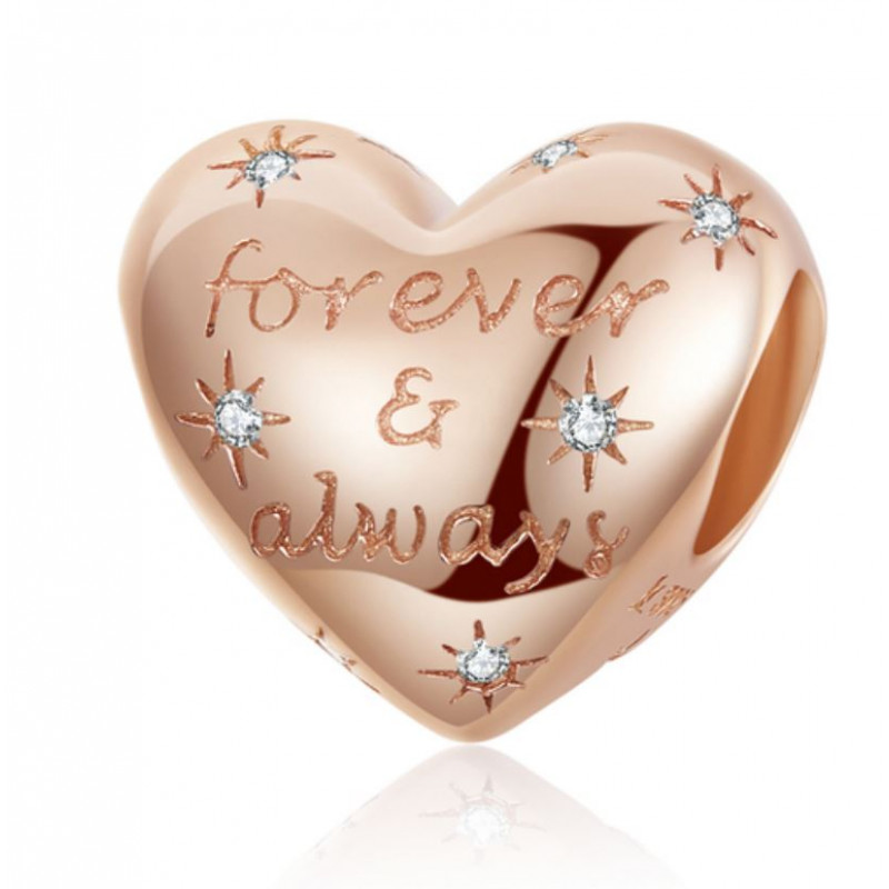 Charm pour bracelet collection doré rose fleur coeur