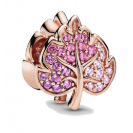 Charm pour bracelet feuille or rose pierre violette rose