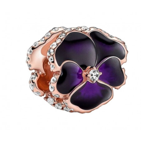 Charm pour bracelet grande fleur noire violette
