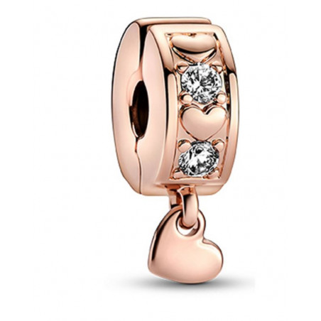 Charm pour bracelet séparateur clip or rose coeur pendentif