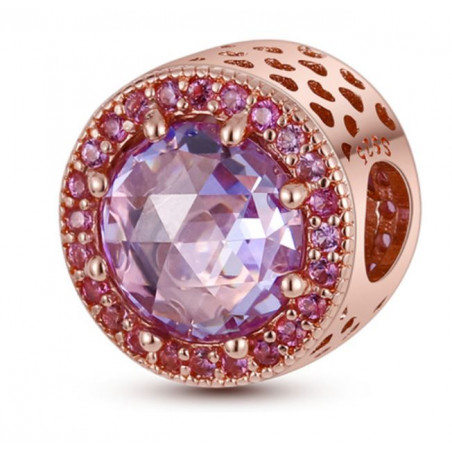 Charm pour bracelet or rose pierre violette