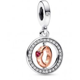 Charm pour bracelet double anneau argent or rose bague