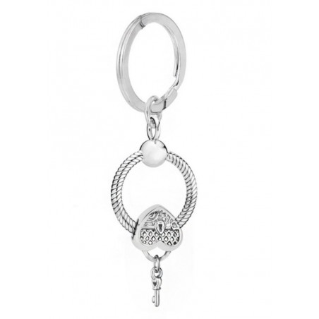 Porte clés avec bijoux charm argent cadenas coeur clef