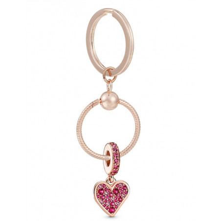 Porte clés avec bijoux charm or rose coeur pierre strass