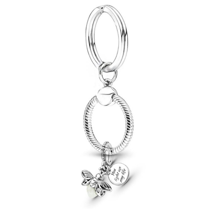 Porte clés avec bijoux charm argent abeille