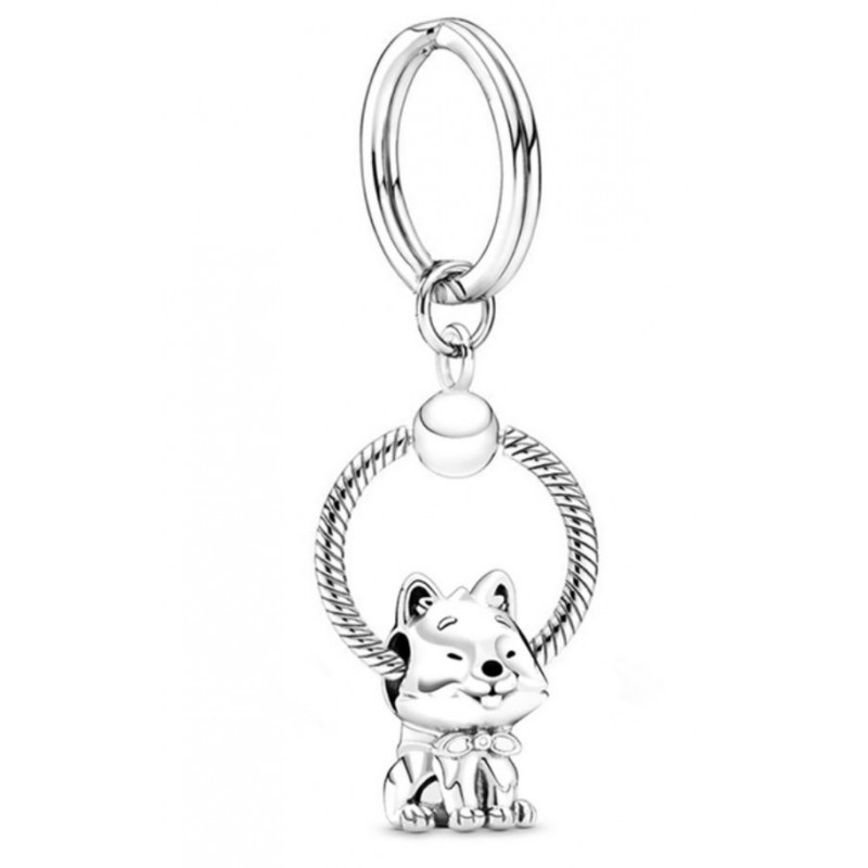 Porte clés avec bijoux charm argent chien