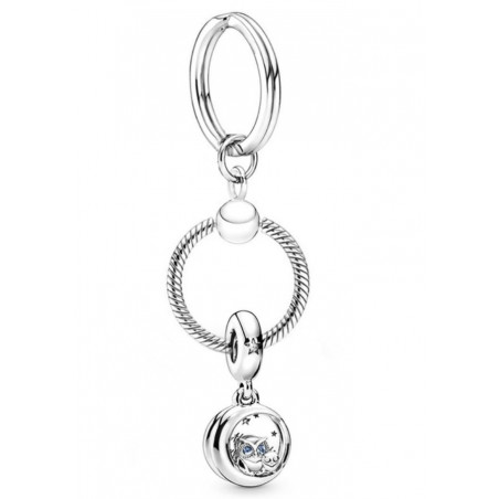 Porte clés avec bijoux charm argent lune chouette étoile