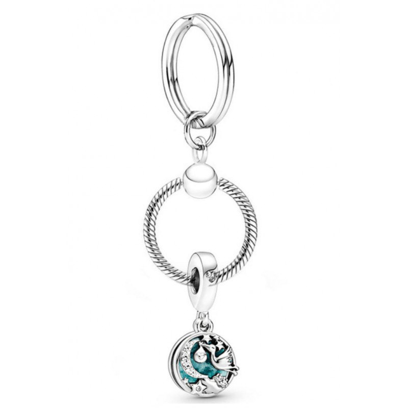 Porte clés avec bijoux charm argent cigogne naissance