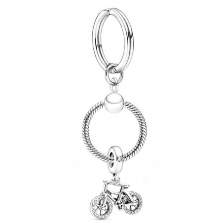 Porte clés avec bijoux charm argent vélo strass