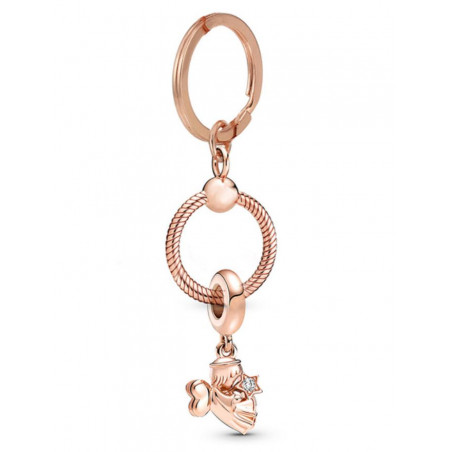 Porte clés avec bijoux charm or rose ange étoile
