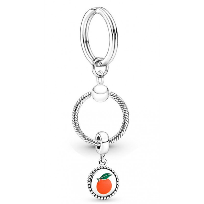 Porte clés avec bijoux charm argent fruit orange