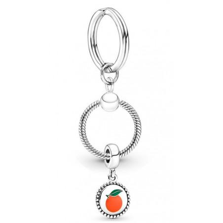 Porte clés avec bijoux charm argent fruit orange