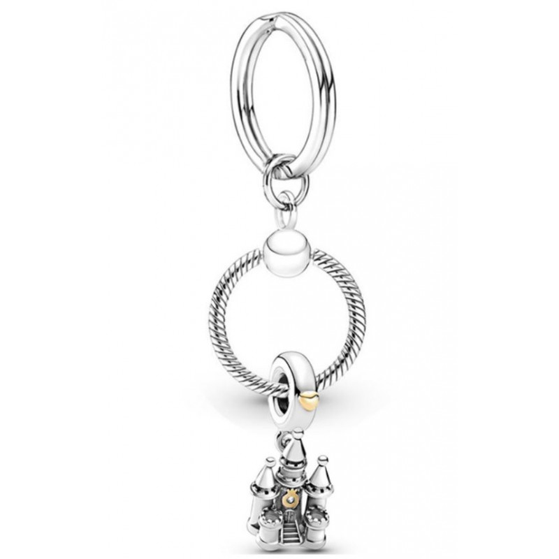 Porte clés avec bijoux charm argent chateau princesse