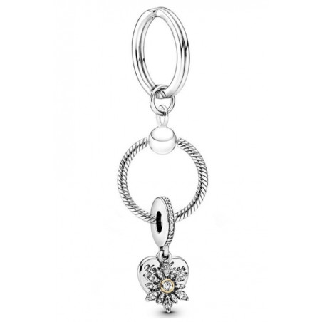 Porte clés avec bijoux charm argent flocon strass