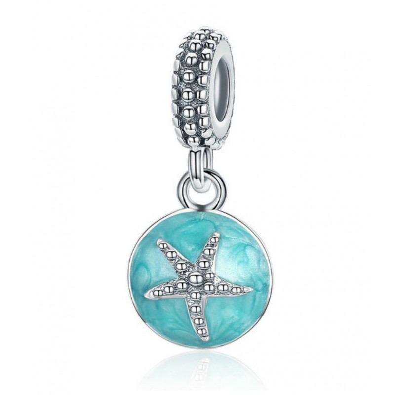 Charm pour bracelet étoile de mer sur pierre bleu turquoise