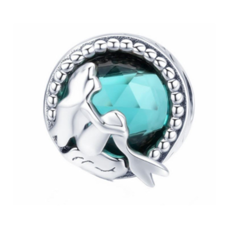 Charm pour bracelet sirène strass diamant bleu