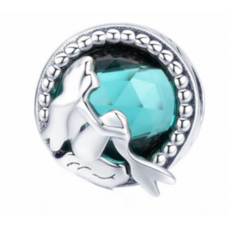 Charm pour bracelet sirène strass diamant bleu