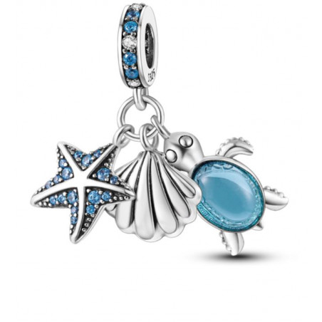 Charm pour bracelet tortue bleue coquillage étoile