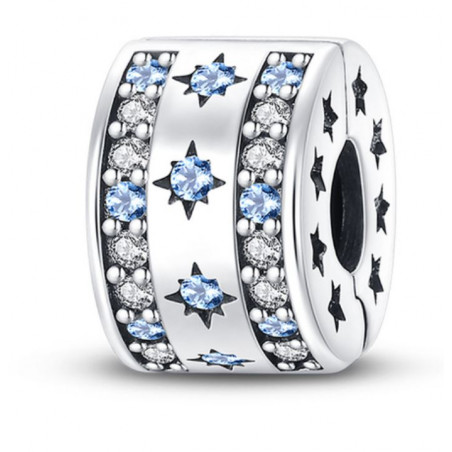 Charm pour bracelet clip étoile pierre bleue