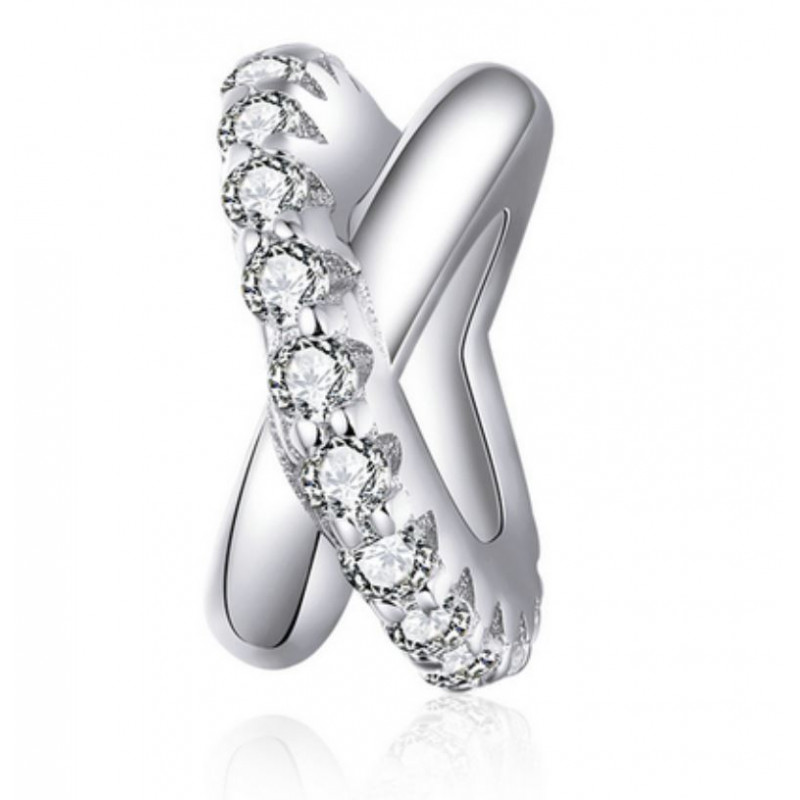 Charm pour bracelet argent séparateur deux anneaux strass diamant