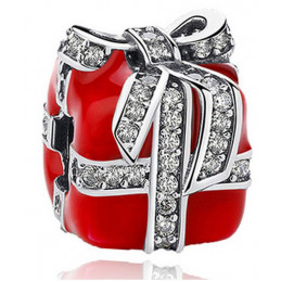 Charm bijoux bracelet gros cadeau de noël rouge noeud strass