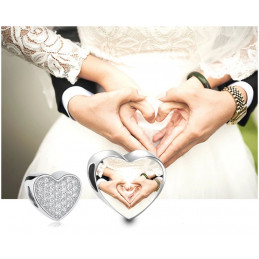 Charm bijou bracelet personnalisable coeur strass blanc