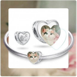Charm bijou bracelet personnalisable photo coeur chat