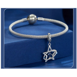 Charm pour bracelet étoile pierre bleu anneau