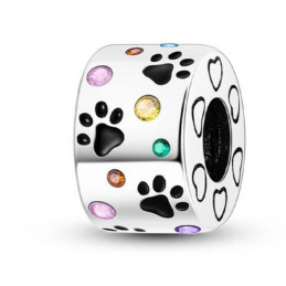 Charm pour bracelet patte de chat pierre colorée
