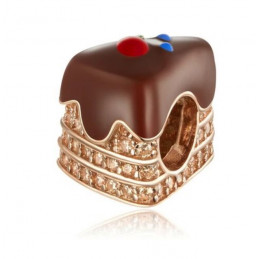 Charm bijoux bracelet part de gateau chocolat fondu or