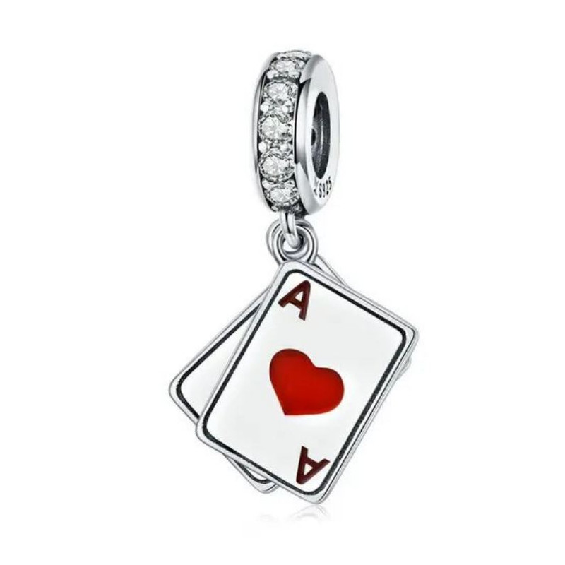 Charm pour bracelet argent carte As poker jeux
