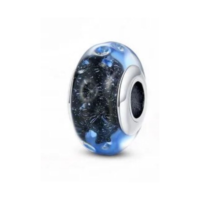 Charm murano pour bracelet séparateur étoiles galaxie univers