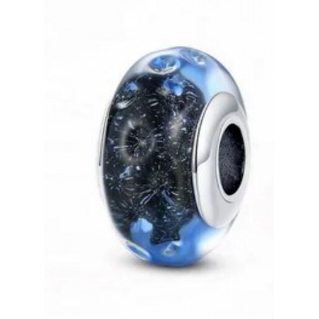 Charm murano pour bracelet séparateur étoiles galaxie univers