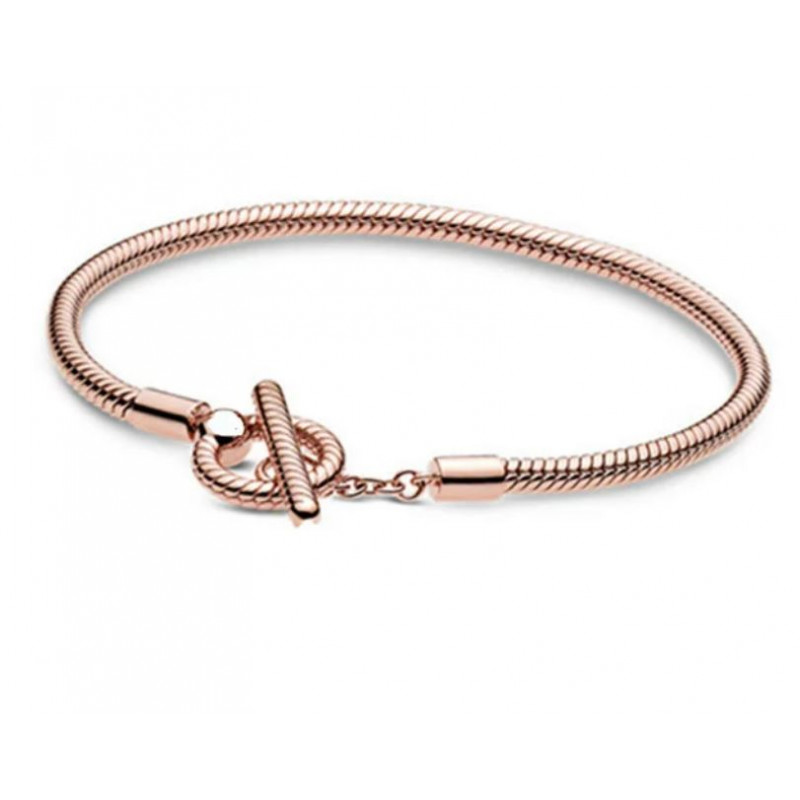 bracelet pour charm or rose corde attache barre