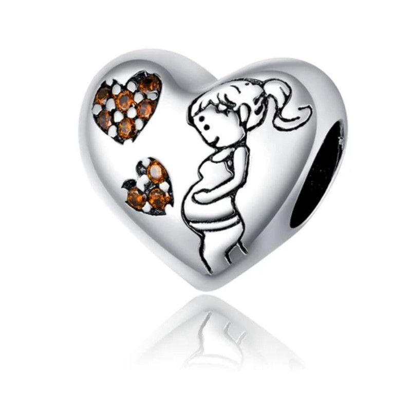 Charm pour bracelet cadeau coeur future maman enceinte