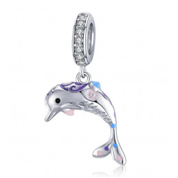 Charm pour bracelet dauphin fleurs