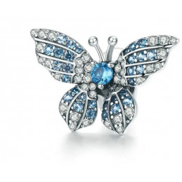 Charm pour bracelet papillon strass diamant bleu