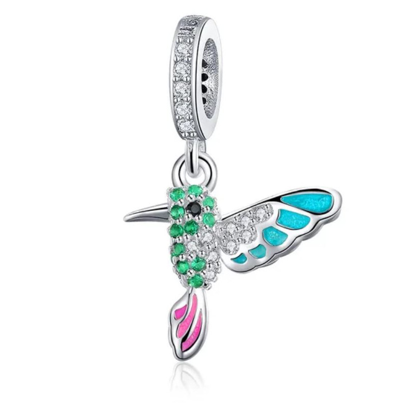 Charm pour bracelet oiseau colibri coloré