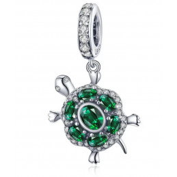 Charm pour bracelet tortue strass diamant vert