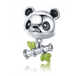 Charm pour bracelet tête panda bambou