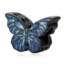 Charm pour bracelet papillon bleu et noir