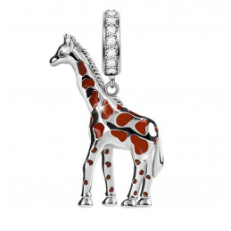 Charm pour bracelet girafe argent marron